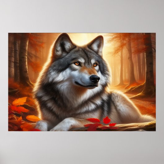 Eenzame wolf in het bos: eenzaamheid temidden van  poster (Voorkant)