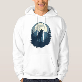 Eenzame Wolf Onder de Maan – Minimale Nacht Esthet Hoodie
