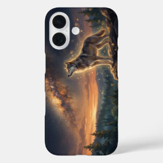Eenzame Wolf Onder De Sterrenhemel Van De Melkweg iPhone 16 Hoesje