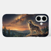 Eenzame Wolf Onder De Sterrenhemel Van De Melkweg Case-Mate iPhone Case (Achterkant (horizontaal))
