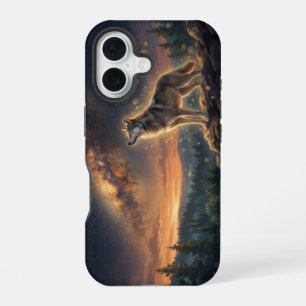Eenzame Wolf Onder De Sterrenhemel Van De Melkweg iPhone 16 Hoesje