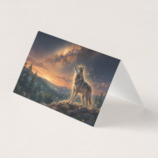 Eenzame Wolf Onder De Sterrenhemel Van De Melkweg Kaart