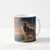 Eenzame Wolf Onder De Sterrenhemel Van De Melkweg Koffiemok (Voorkant rechts)