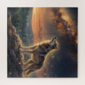 Eenzame Wolf Onder De Sterrenhemel Van De Melkweg Legpuzzel (Horizontaal)