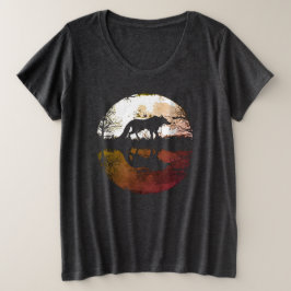 Eenzame Wolf Onder de Volle Maan Grote Maat T-shirt