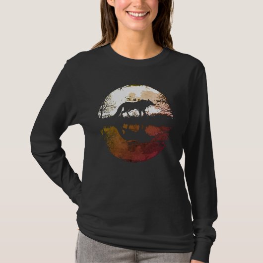 Eenzame Wolf Onder de Volle Maan T-shirt (Voorkant)