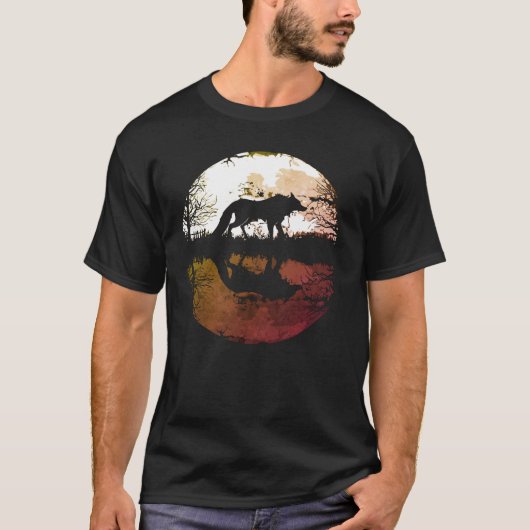 Eenzame Wolf Onder de Volle Maan T-shirt (Voorkant)