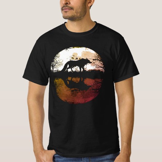 Eenzame Wolf Onder de Volle Maan T-shirt (Voorkant)