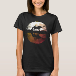 Eenzame Wolf Onder de Volle Maan T-shirt