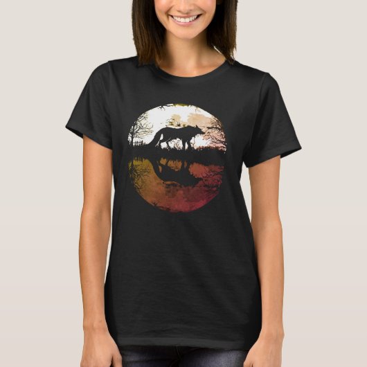 Eenzame Wolf Onder de Volle Maan T-shirt (Voorkant)