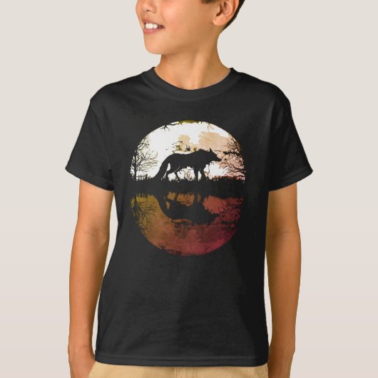 Eenzame Wolf Onder de Volle Maan T-shirt (Voorkant)