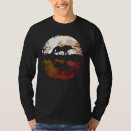 Eenzame Wolf Onder de Volle Maan T-shirt