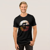 Eenzame Wolf Onder de Volle Maan Tri-Blend Shirt (Voorkant volledig)