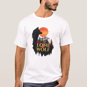 Eenzame Wolf, Oranje Zonsondergang Silhouet Wolf K T-shirt