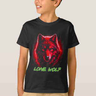 Eenzame Wolf Rode Gezicht Huilend Shirt Op Maan Ca