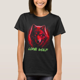 Eenzame Wolf Rode Gezicht Huilend Shirt Op Maan Ca