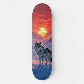 Eenzame Wolf Staat Tegen De Zonsondergang Skateboa Persoonlijk Skateboard (Voorkant)