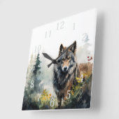 Eenzame Wolf Vierkante Acryl Wandklok (Hoek)