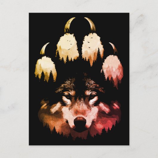 Eenzame Wolf. Wilde Ziel Briefkaart (Voorkant)