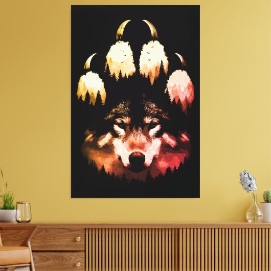 Eenzame Wolf. Wilde Ziel Canvas Afdruk (Insitu (Woonkamer))