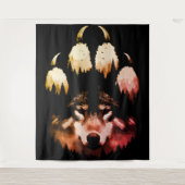 Eenzame Wolf. Wilde Ziel Wandkleed (Voorkant)