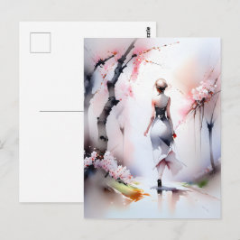 Eenzame Woman Walking Briefkaart