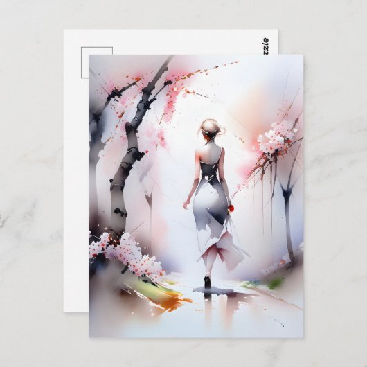 Eenzame Woman Walking Briefkaart (Voorkant / Achterkant)