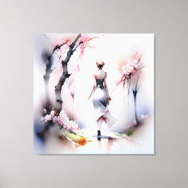 Eenzame Woman Walking Canvas Afdruk