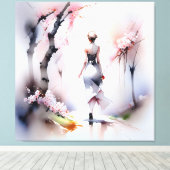 Eenzame Woman Walking Canvas Afdruk (Insitu (Houten vloer))