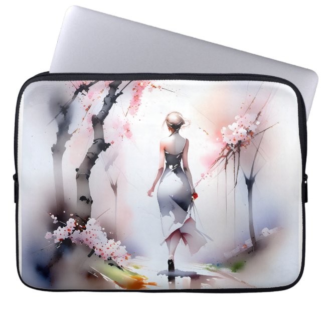 Eenzame Woman Walking Laptop Sleeve (Voorkant)