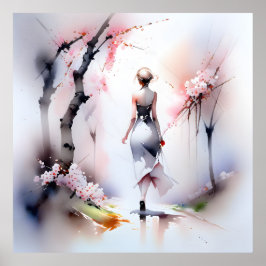 Eenzame Woman Walking Poster