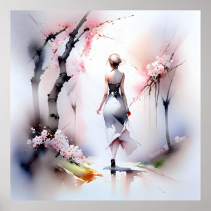 Eenzame Woman Walking Poster