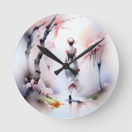 Eenzame Woman Walking Ronde Klok