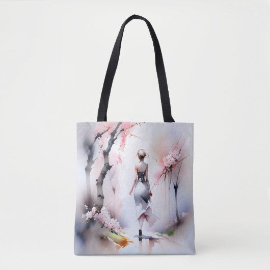 Eenzame Woman Walking Tote Bag (Voorkant)