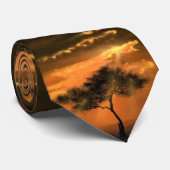 Eenzame zonnebalken Stropdas Zwarte Oranje kleuren (Opgerold)