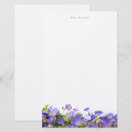(Eenzijdig) Elegant bloemmotief Persoonlijk Briefp Briefpapier (Voorkant / Achterkant)