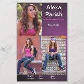 Eenzijdig hoofdschot Comp Kaart model/Actor Sjablo (Voorkant)