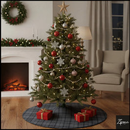 Eenzijdig vierkant geruit donkergrijs ruitpatroon kerstboom rok