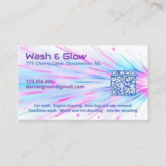 Eenzijdige auto wassen QR Visitekaartje (Voorkant)