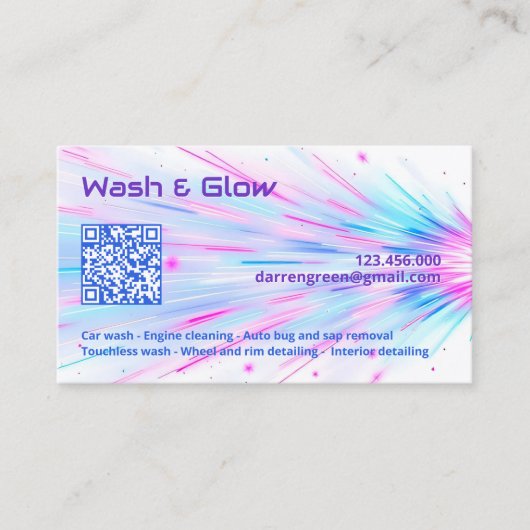 Eenzijdige Car Wash QR Visitekaartje (Voorkant)