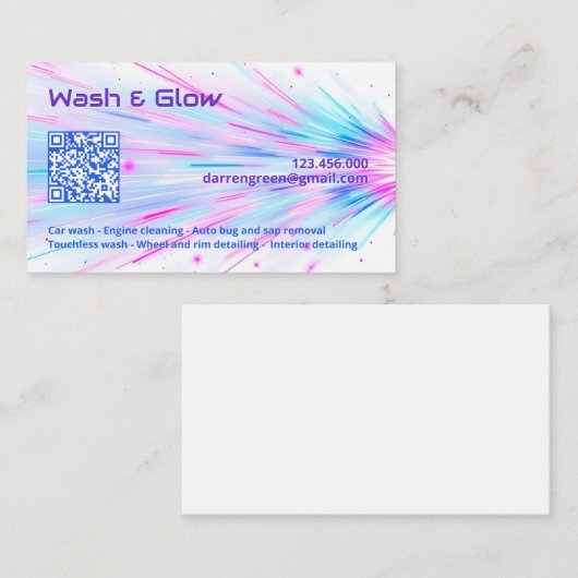 Eenzijdige Car Wash QR Visitekaartje (Voorkant / Achterkant)