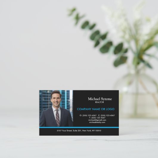 Eenzijdige makelaars foto visitekaartje (Staand voorkant)
