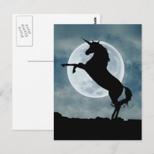 Eenzijdige Silhouette Volle Maan Nachtelijke Hemel Briefkaart