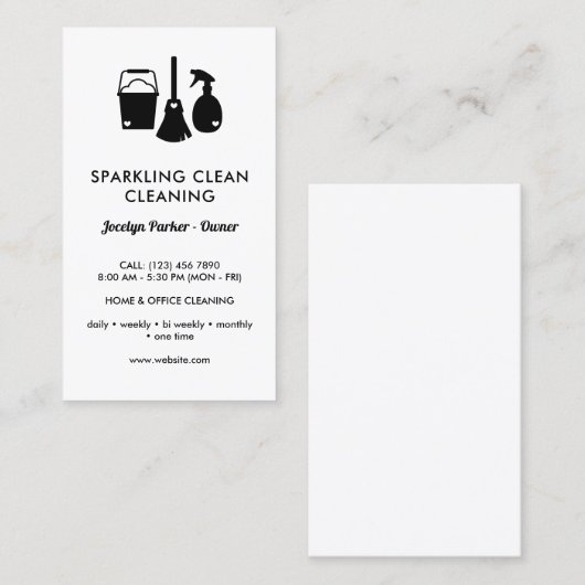 Eenzijdige zwarte witwasbenodigdheden visitekaartje (Voorkant / Achterkant)