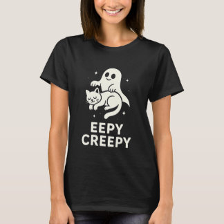 Eepy Creepy Funny Sleepy Cat and Ghost Halloween T-shirt