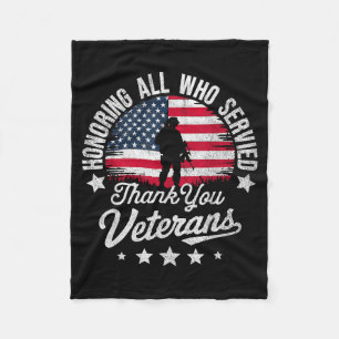 Eer aan allen die hebben gediend Bedankt Veterans Fleece Deken