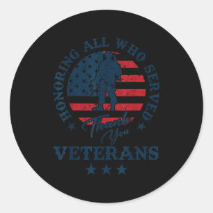 Eer aan allen die hebben gediend Dank u Veteraanda Ronde Sticker