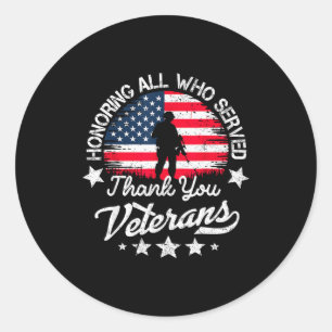 Eer aan allen die hebben gediend Dank u Veterans D Ronde Sticker
