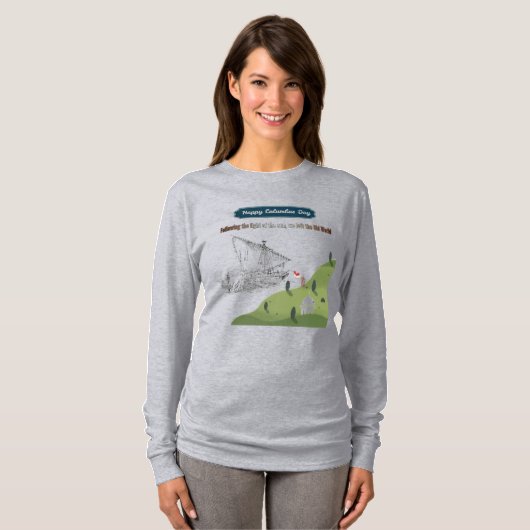 Eer aan Columbus grijs T-shirt (Voorkant volledig)
