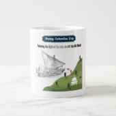 Eer aan Columbus wit Grote Koffiekop (Voorkant)